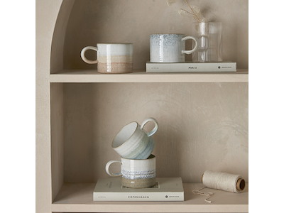 Denby Kiln Taza con asa – Estriada blanca 295 ml