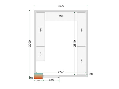 Panel de cámara frigorífica 2400x3000x2200 80mm