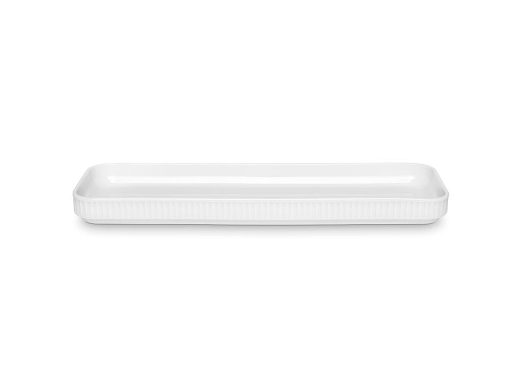 Plato Rectangular Plisado 36x12 cm Blanco