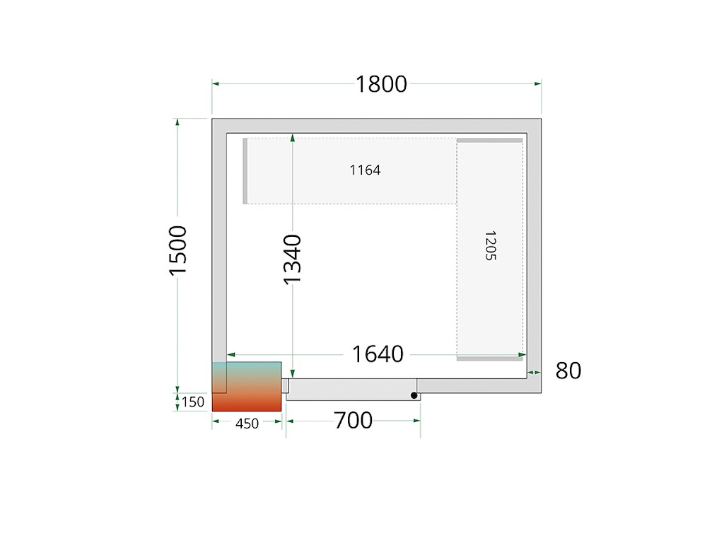 Panel de cámara frigorífica 1800x1500x2200 80mm