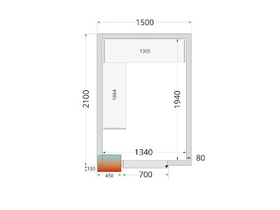 Panel de cámara frigorífica 1500x2100x2200 80mm