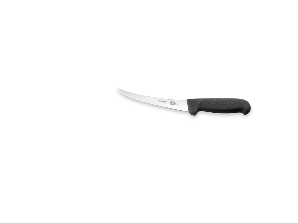 Deshuesador, 15 cm, Victorinox Fibrox, negro, flexible, delgado, con curva