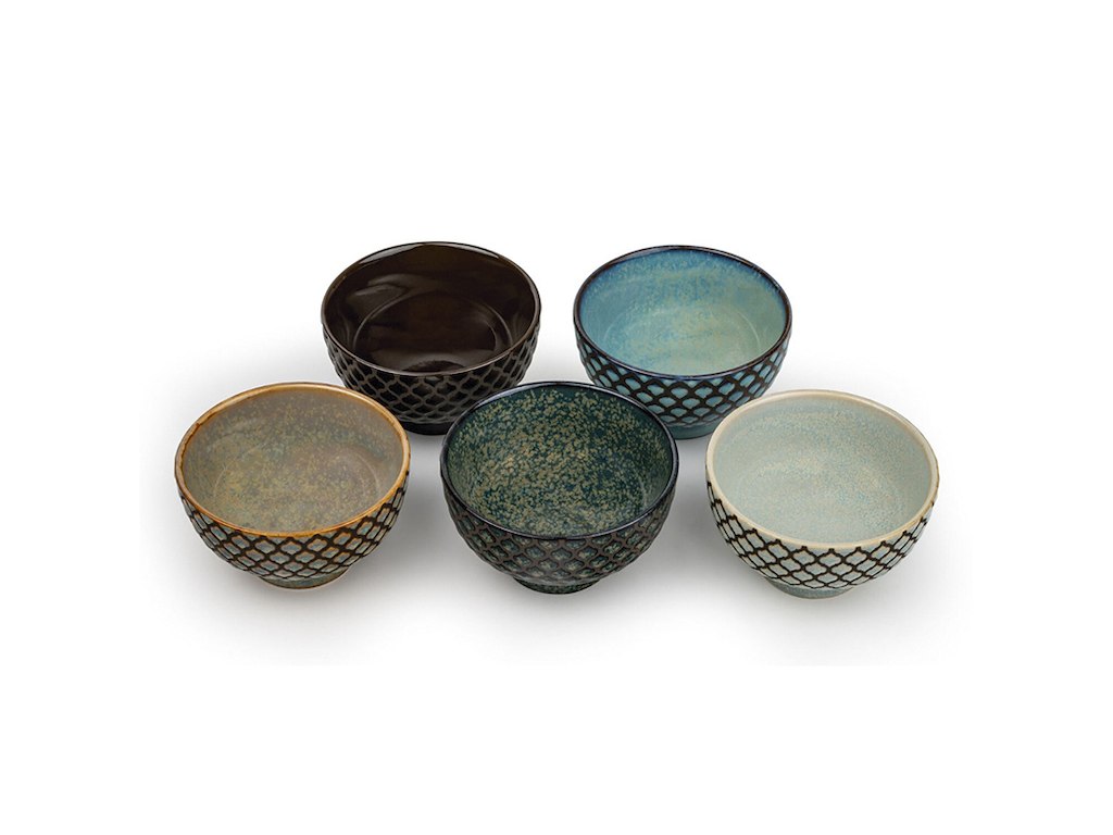 Taza de té 5 pcs con base Azul/Verde SARA