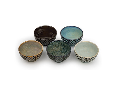 Taza de té 5 pcs con base Azul/Verde SARA