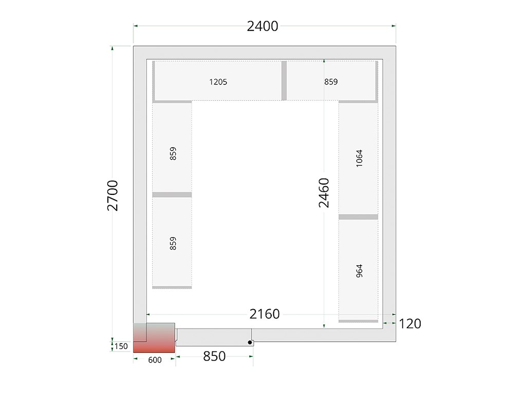 Panel de cámara frigorífica 2400x2700x2200 120mm