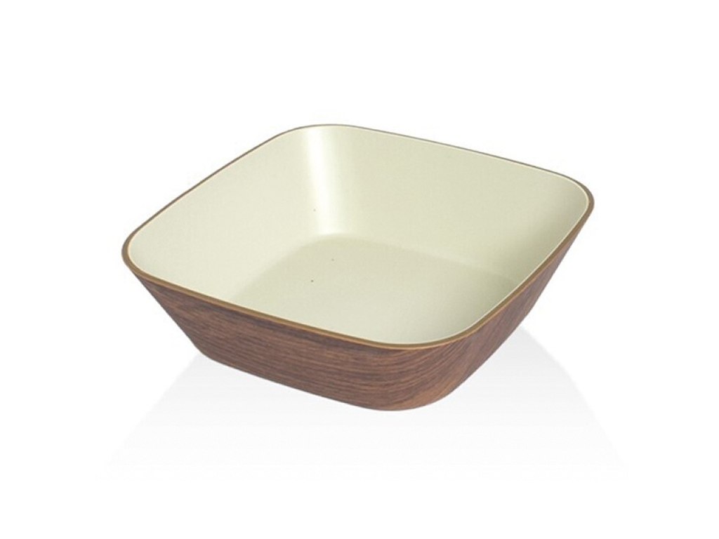 Cuenco Snack 18x18 cm Aspecto de Madera/Blanco