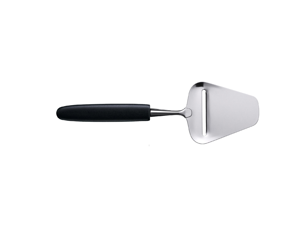 Cortador de queso con mango negro.