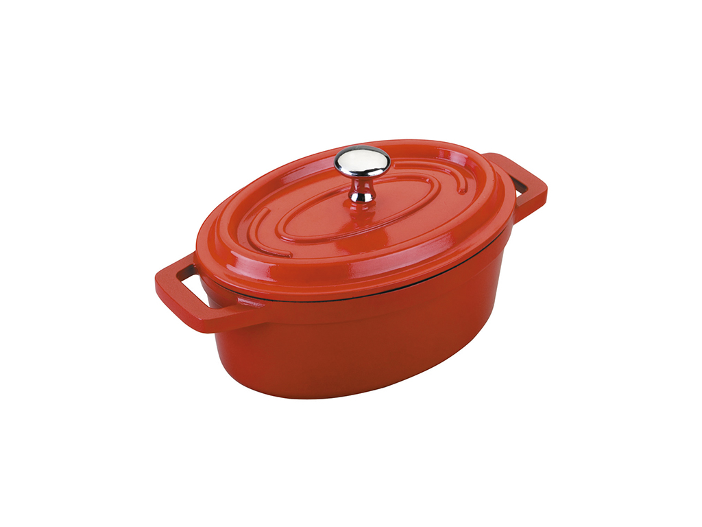 Olla, mini fundición de aluminio rojo 0,25 l - oval 1