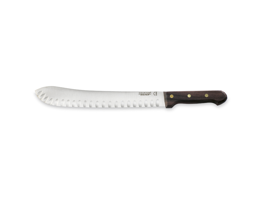 Cuchillo de cortar, 31 cm, Granton, mango de madera, con corte de aire