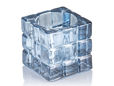 Soporte de vela 6,5x6,5x6,5 Vidrio Cubo Luz Azul
