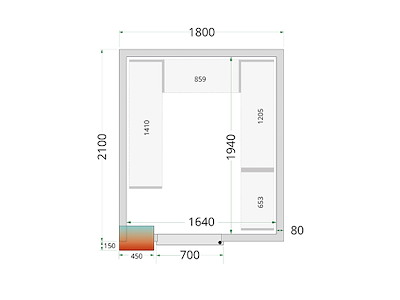 Panel de cámara frigorífica 1800x2100x2200 80mm