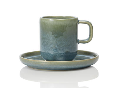 Taza de espresso de cerámica verde 90ml - 5.5x5.5x6.5cm