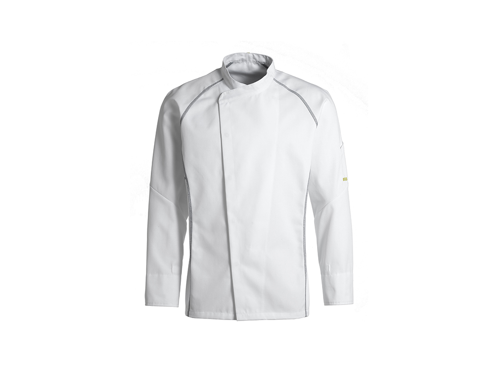 Kentaur Chaqueta de Cocina Unisex Blanca con Costura Plana Gris