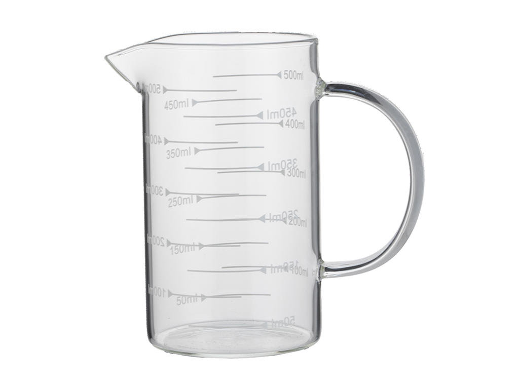 Medidor de litros 0,5 ltr. Vidrio borosilicatado