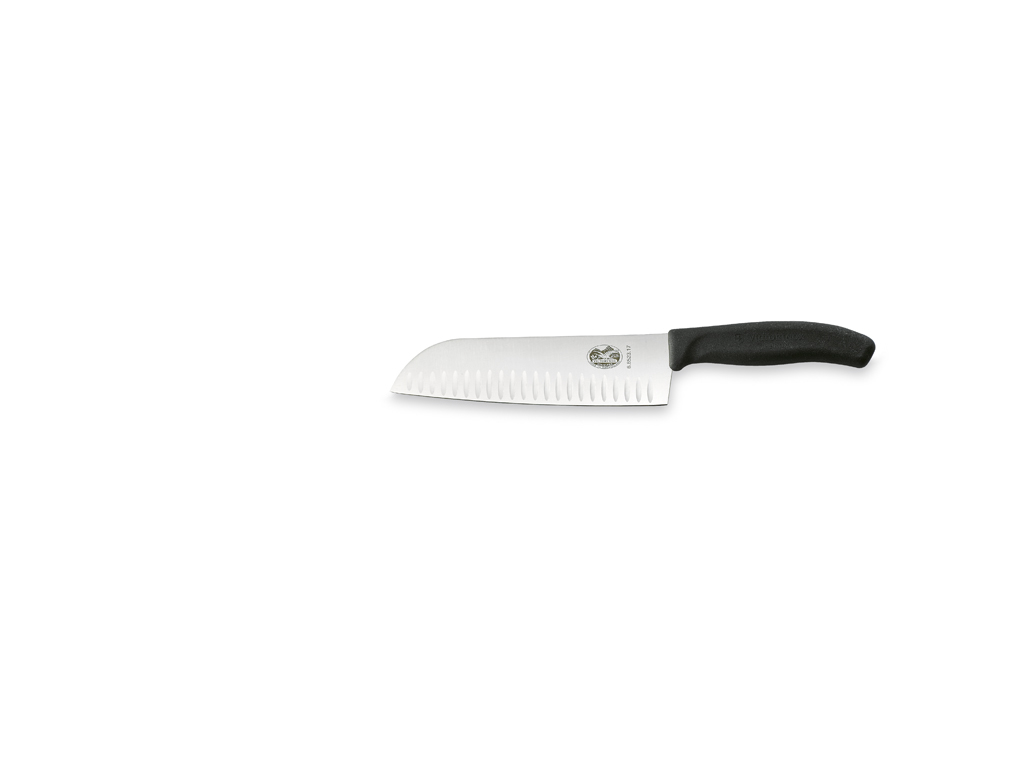 Cuchillo Santoku, 17 cm, Victorinox Fibrox, con corte de aire