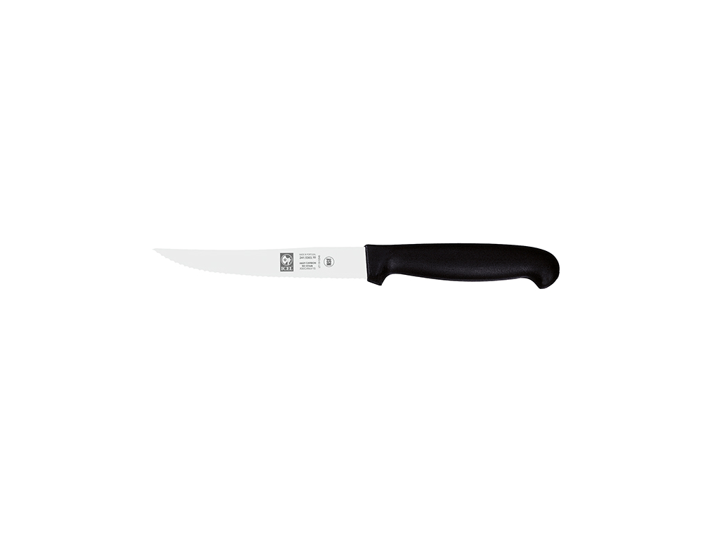 Cuchillo de hierbas - Acero inoxidable - Negro - 130mm - Hoja ondulada