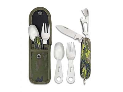 Cuchillo de bolsillo set de comida de explorador camuflaje
