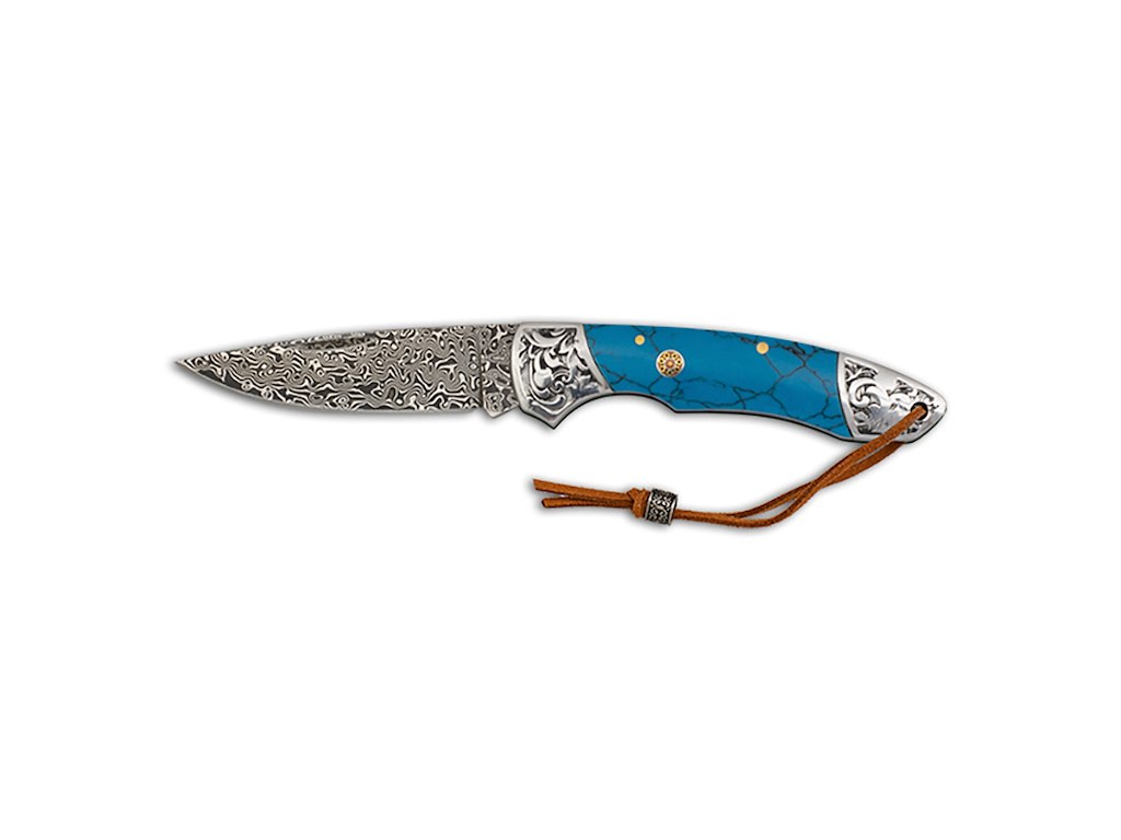 Cuchillo de bolsillo Damasco 73 capas 7,5 cm Azul Res