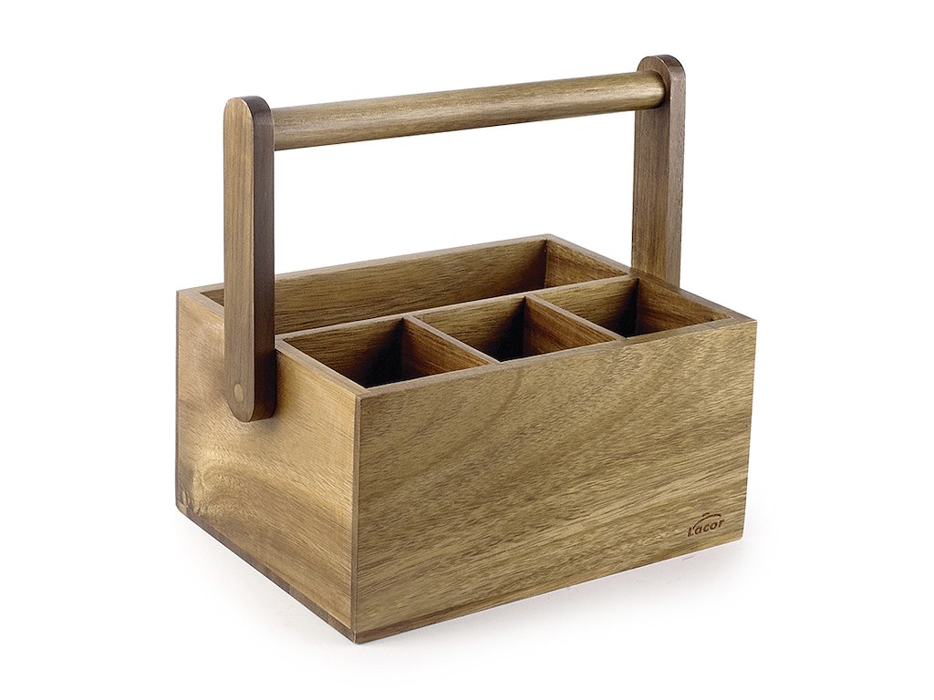 Cesta de cubiertos con asa 3+1 compartimentos Melamina Træloo