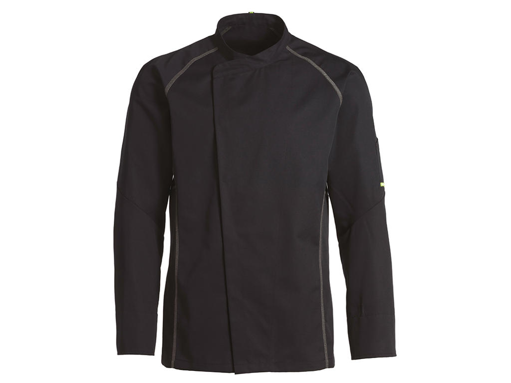 Kentaur Chaqueta de Chef Unisex Negra con costura plana gris