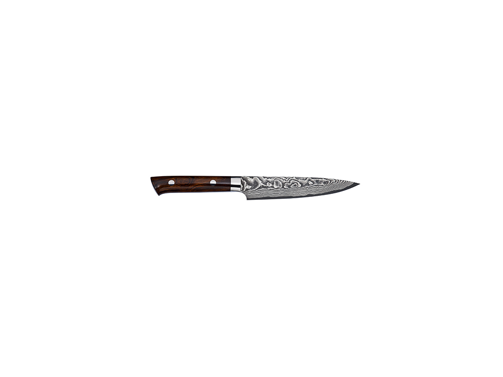 Cuchillo decorativo, 13 cm, Takefu, VG-10, 61 capas, mango de madera de hierro