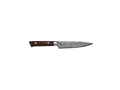 Cuchillo decorativo, 13 cm, Takefu, VG-10, 61 capas, mango de madera de hierro