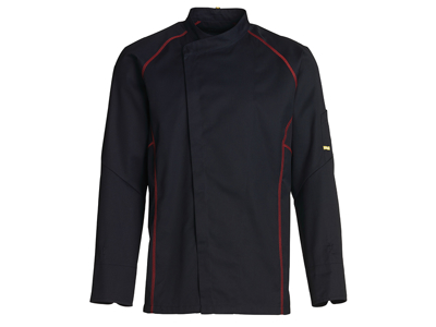 Chaqueta de chef negra con costura plana roja M