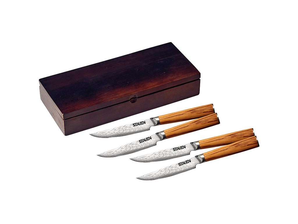 SENJEN Cuchillos de carne 4 pcs. 67 capas Oliva