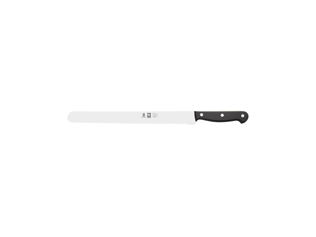 Cuchillo Universal - Acero Inoxidable - 300mm - Hoja Ondulada - Negro