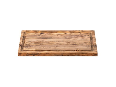 Tabla de cortar de madera de olivo 35x20x2cm con surco