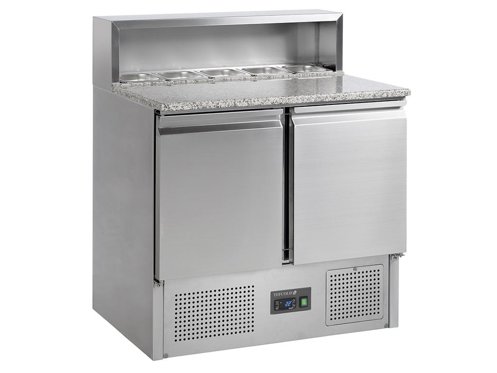 Mesa de pizza GN1/1 2 puertas con refrigerador GN1/6