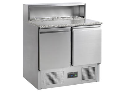 Mesa de pizza GN1/1 2 puertas con refrigerador GN1/6