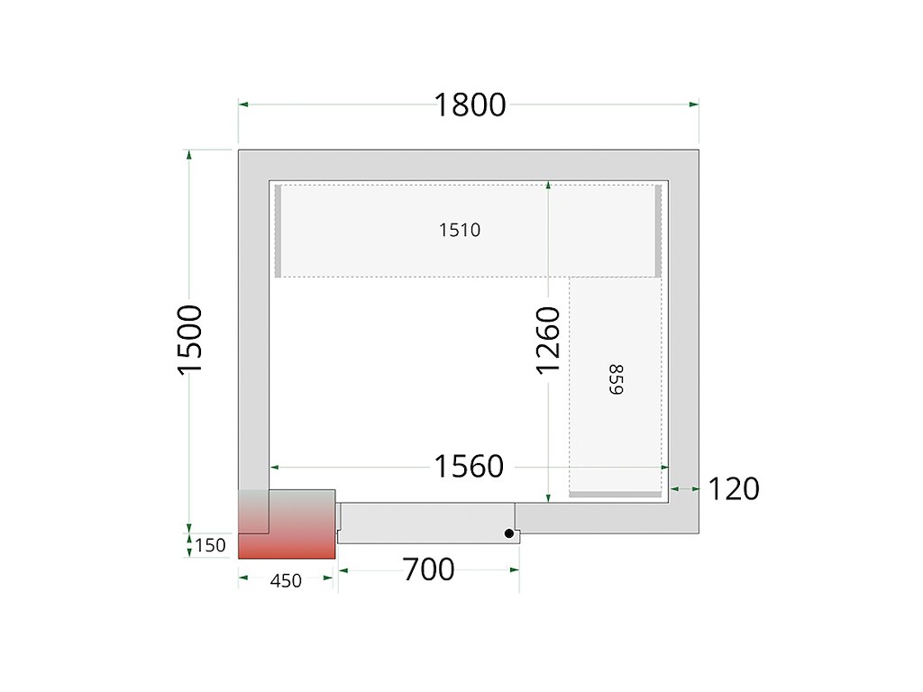 Panel de cámara frigorífica 1800x1500x2200 120mm