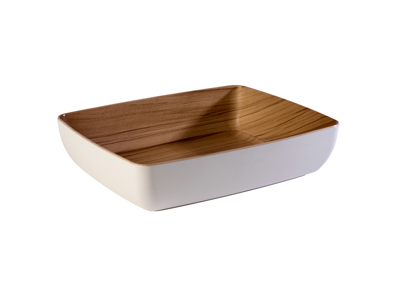 Plato de melamina Frida blanco/madera 1/2 GN
