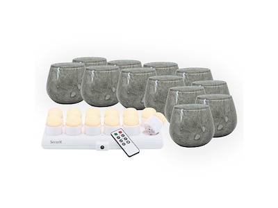 Soporte de vela LUNA Gris c/vela de pilar blanca 12sæ