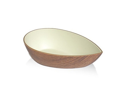 Cuenco Snack 8x13 cm Aspecto de Madera/Blanco