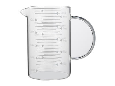 Medidor de litros 1 ltr. Vidrio borosilicatado