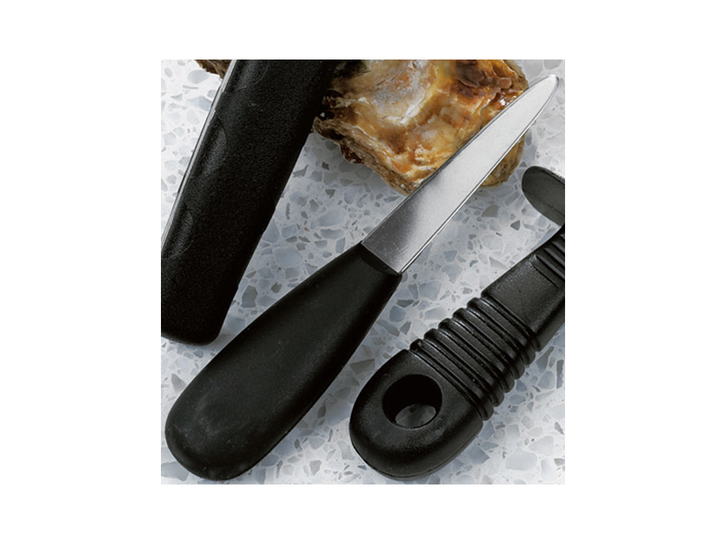 Cuchillo de ostras Facetslebet con mango de plástico negro