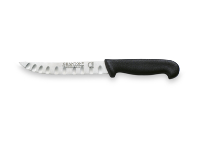 Cuchillo de cocina, 13 cm, Granton, Negro, con corte de aire