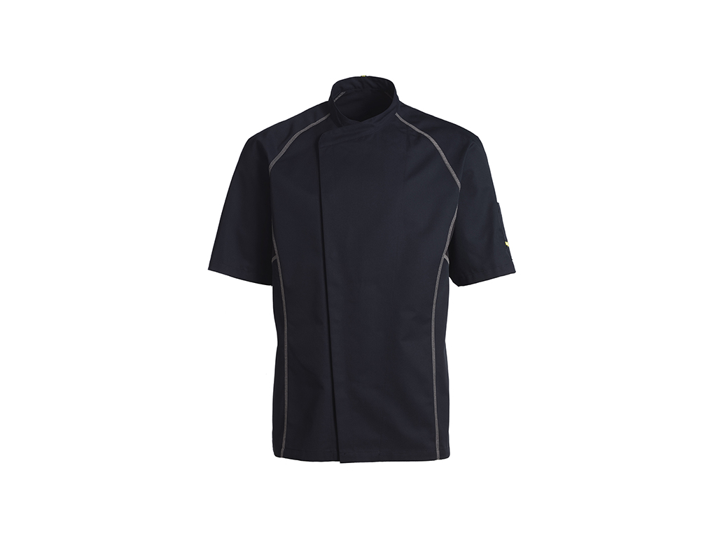 Kentaur Chaqueta de Chef Unisex Negra con costura plana gris