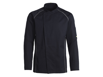 Chaqueta de cocinero negra con costura plana gris XXXL
