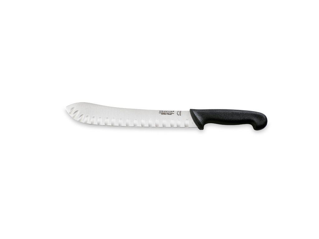 Cuchillo de corte, 26 cm, Granton, Negro, con corte de aire