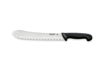 Cuchillo de corte, 26 cm, Granton, Negro, con corte de aire
