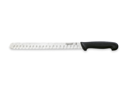 Cuchillo de salmón, 28 cm, Granton, Negro, con corte de aire
