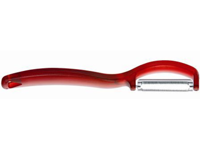 Pelador delgado - Acero inoxidable/ABS - Rojo - Estriado - 40g