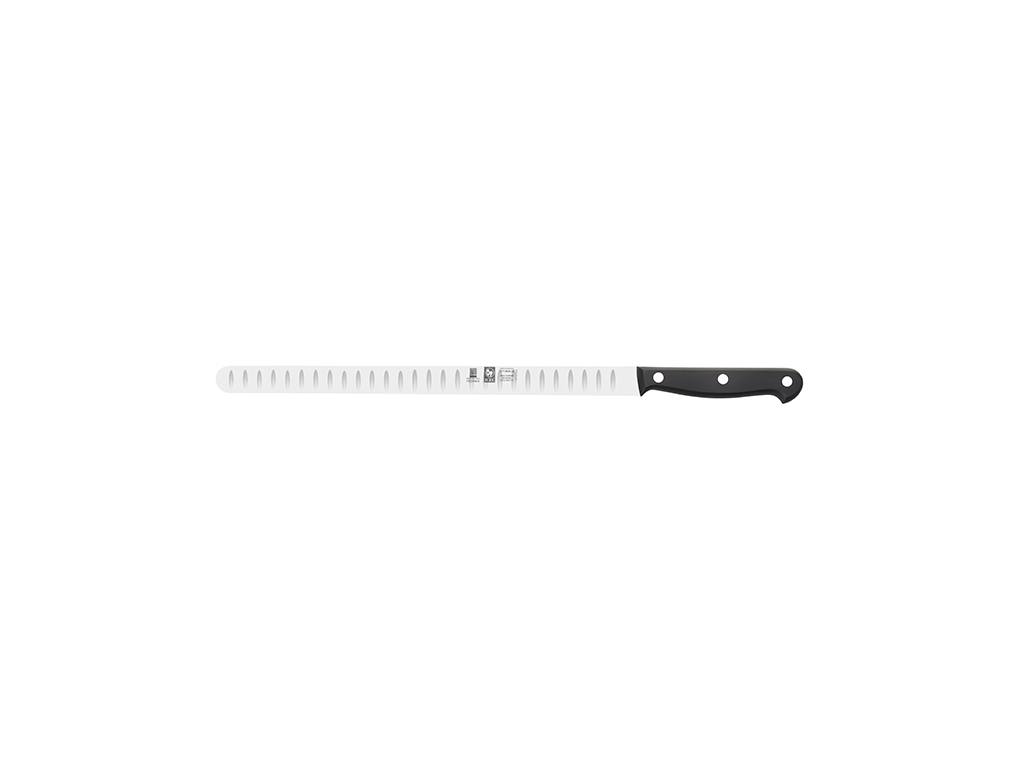 Cuchillo para salmón - Acero inoxidable - Negro - 300 cm - Hoja estrecha - Corte de aire