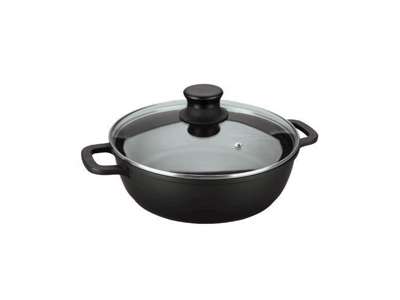 Olla, aluminio negro con tapa de vidrio 2,6 l