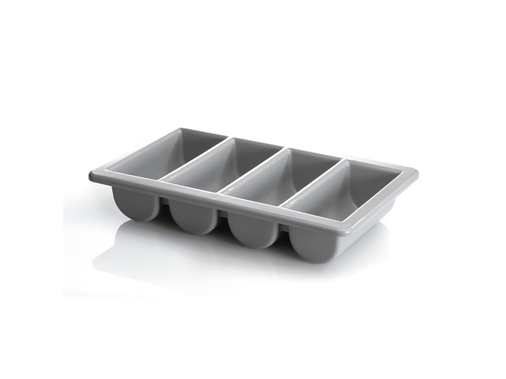 Caja de cubiertos 4 compartimentos 1/1 GN en plástico gris