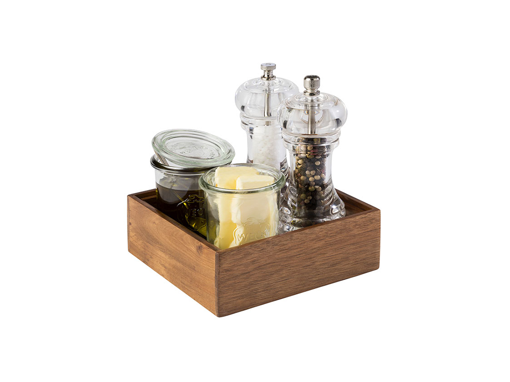 Caja de almacenamiento de madera de acacia 15x15 cm