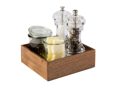 Caja de almacenamiento de madera de acacia 15x15 cm